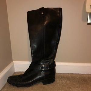 MICHAEL KORS RIDING BLACK BOOTS w/SILVER LOGO